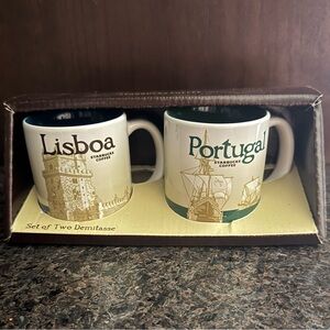 Starbucks Lisboa and Portugal Demitasse Set - White and Green